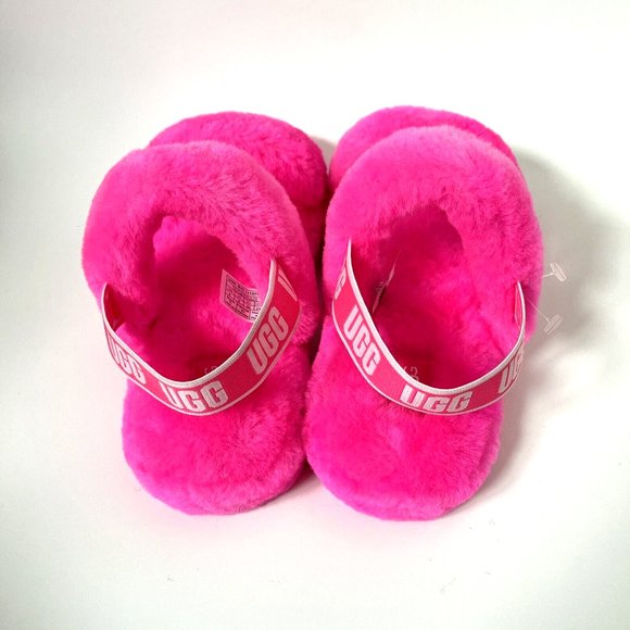 UGG Oh Yeah Fluffy Sheepskin Slingback Slide Sandals Taffy Pink Size 6 NWOB - Picture 7 of 8